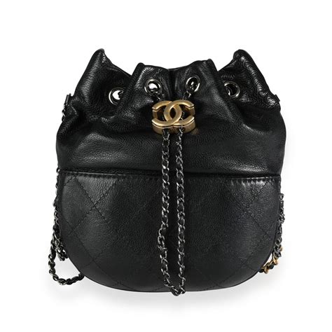 chanel small gabrielle quilted bucket|CHANEL Calfskin Quilted Small Gabrielle Bucket Black.